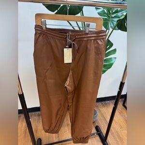 Brown Faux Leather Pants
